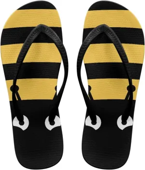 Bee Dragonfly Print Walking Flip Flops Shower Shoes for Women Beach Flat Sandals Thong Slippers