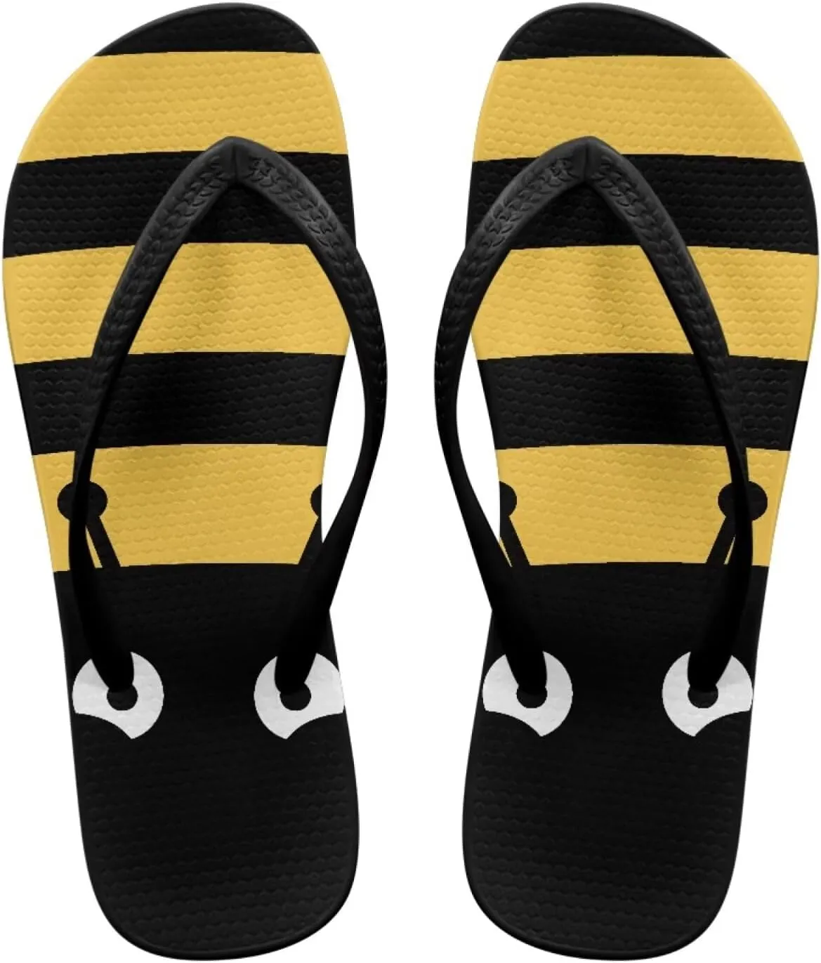 Bee Dragonfly Print Walking Flip Flops Shower Shoes for Women Beach Flat Sandals Thong Slippers