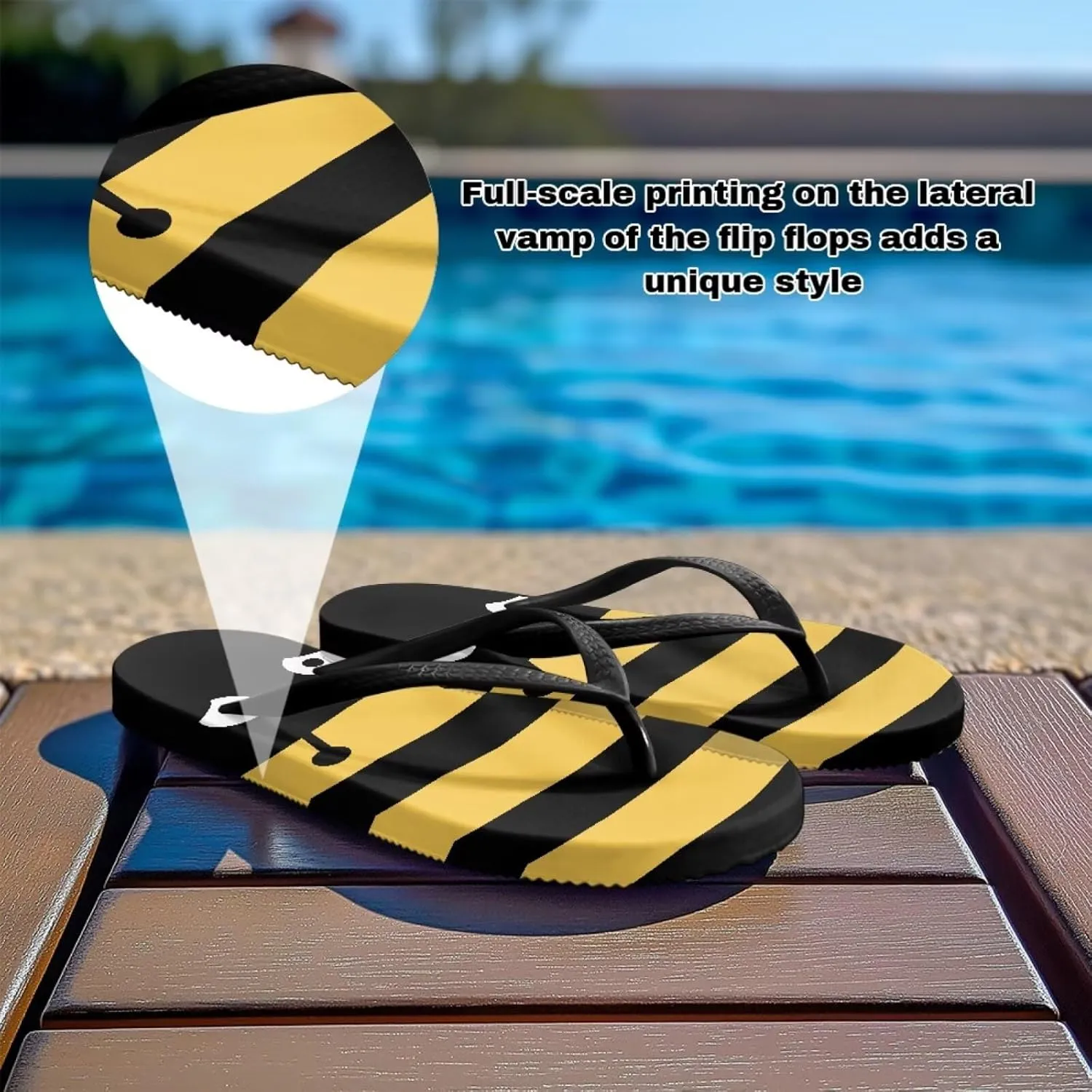 Bee Dragonfly Print Walking Flip Flops Shower Shoes for Women Beach Flat Sandals Thong Slippers