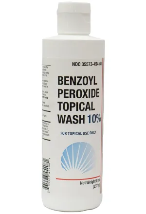 Benzoyl peroxide topical wash 10%