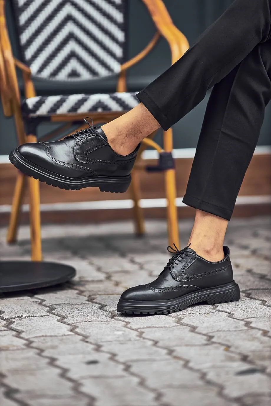 Black Brogue Derby Shoes