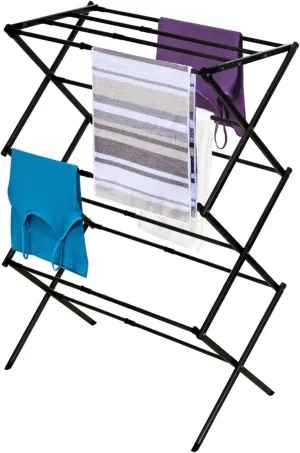 BLACK DECKER Laundry Organization Expandable/Collapsible Clothes Drying Rack. Essential for Camping/Trailers or Anywhere You Air Dry Laundry. Oversized for Multiple Garments, (Black)