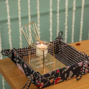 Black Floral and Polka Foldable Reversible Tray