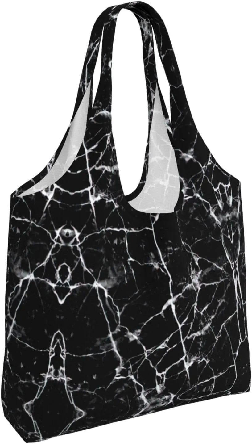 Black Gold Marble Print Tote Bags Reusable Grocery Bags Shopping Bags For Groceries Reusable Bags Foldable Shopping Bag