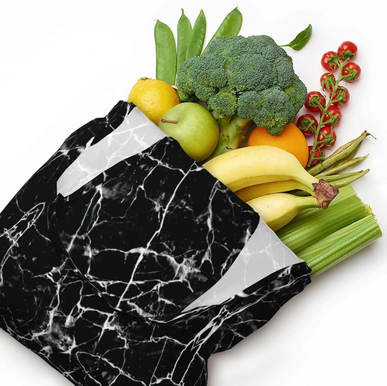 Black Gold Marble Print Tote Bags Reusable Grocery Bags Shopping Bags For Groceries Reusable Bags Foldable Shopping Bag