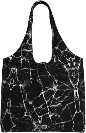 Black Gold Marble Print Tote Bags Reusable Grocery Bags Shopping Bags For Groceries Reusable Bags Foldable Shopping Bag