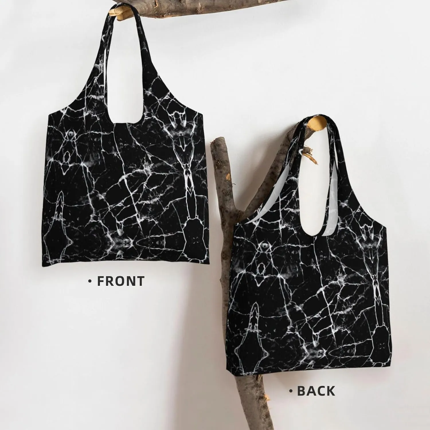 Black Gold Marble Print Tote Bags Reusable Grocery Bags Shopping Bags For Groceries Reusable Bags Foldable Shopping Bag