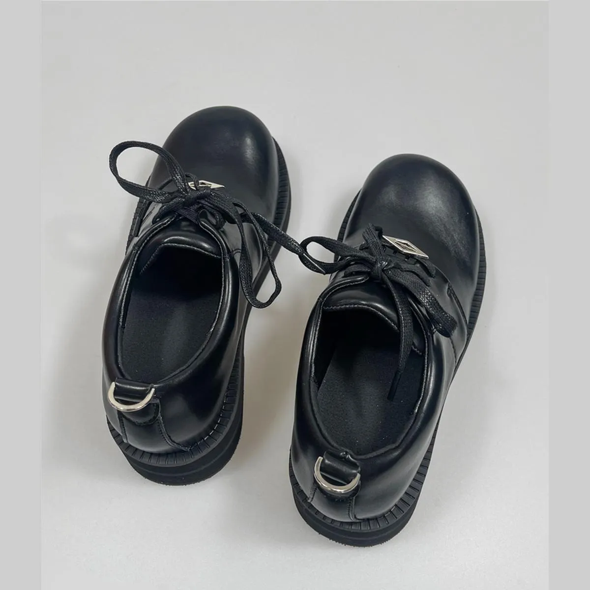 Black Metal Detail Chunky Derby Shoes