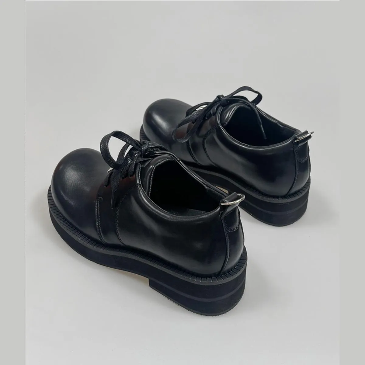 Black Metal Detail Chunky Derby Shoes