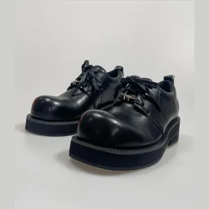 Black Metal Detail Chunky Derby Shoes