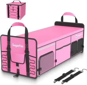 Bold Color Block Trunk Organizer, Foldable with 26L Ice Pack, Shoe Space, Stylish for SUV/Car, Pink