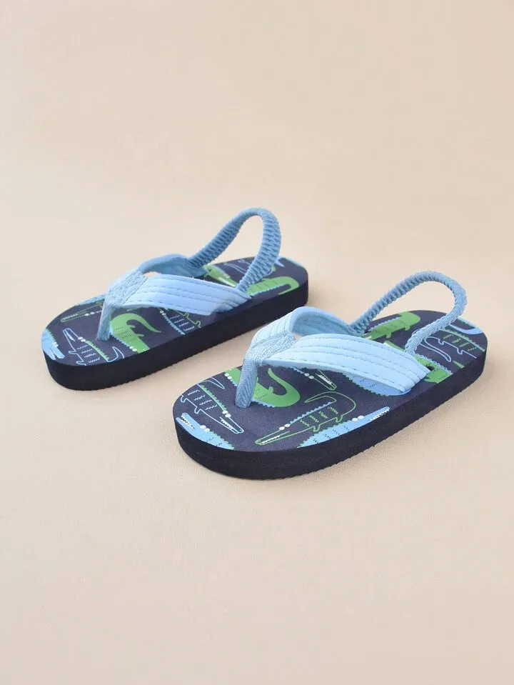 Boys Blue Flip Flop Crocodile Slippers