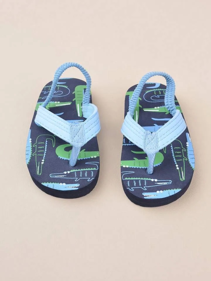 Boys Blue Flip Flop Crocodile Slippers