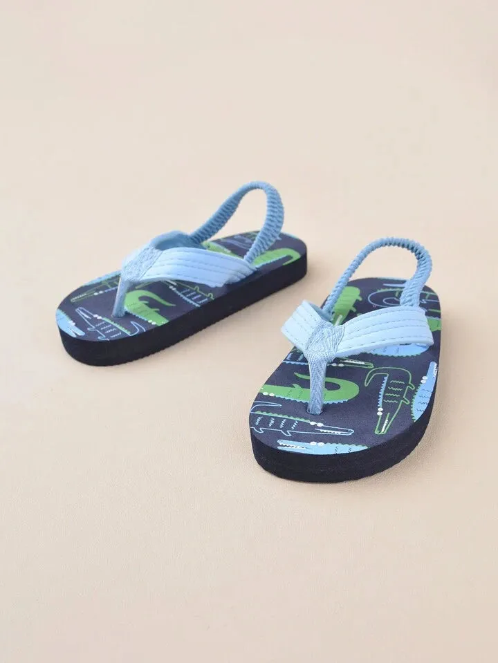 Boys Blue Flip Flop Crocodile Slippers