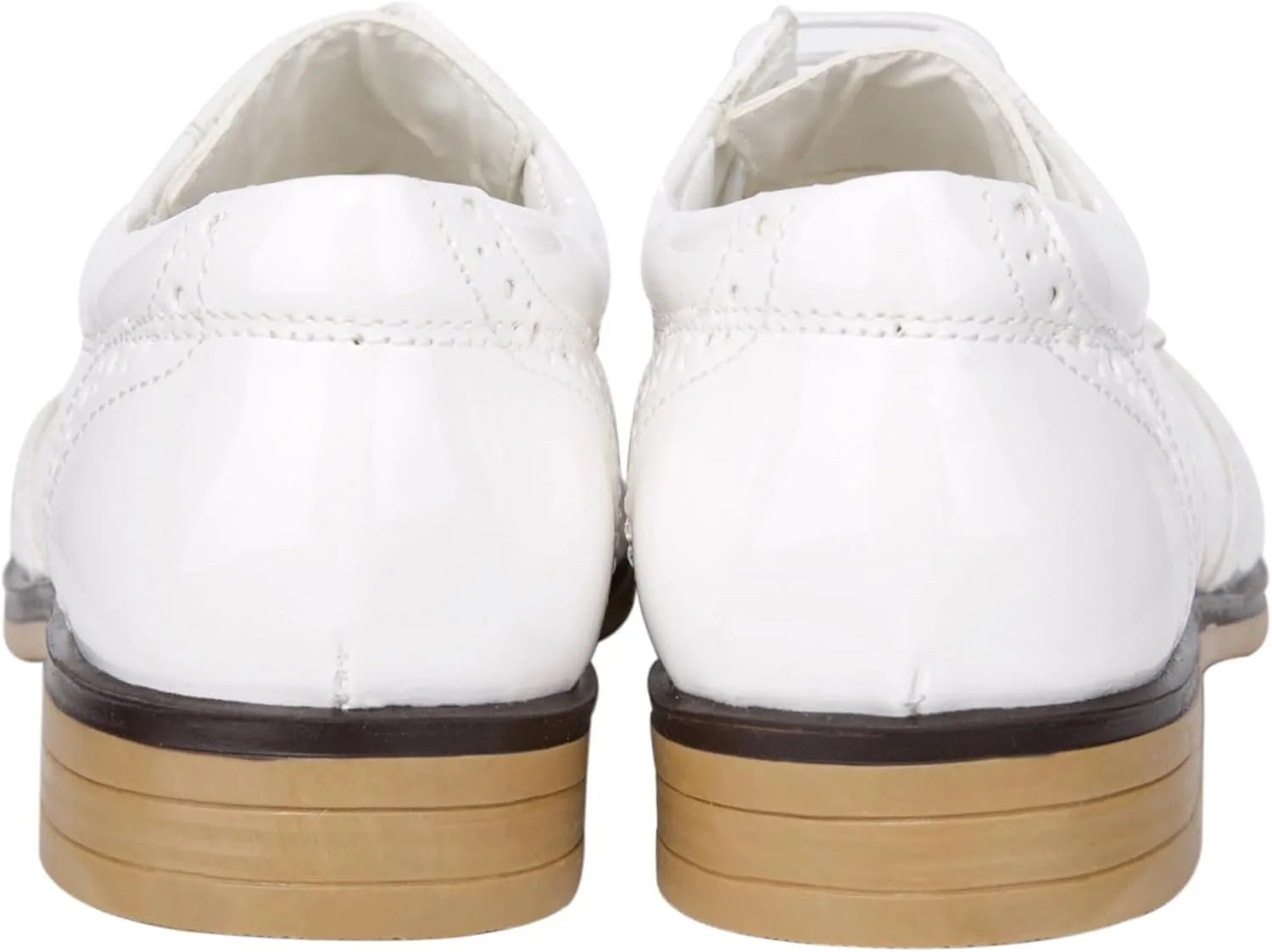 Boys’ Patent Derby Dress Shoes, Wingtip Brogue Lace-Up Wedding Prom Formal Footwear