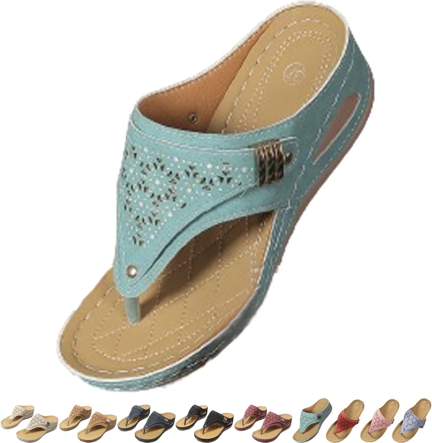 Breathable Mesh Sports Sandals With Non-Slip Sole, Women’s Thick-Soled Flip-Flops, Wedge Heel Slippers