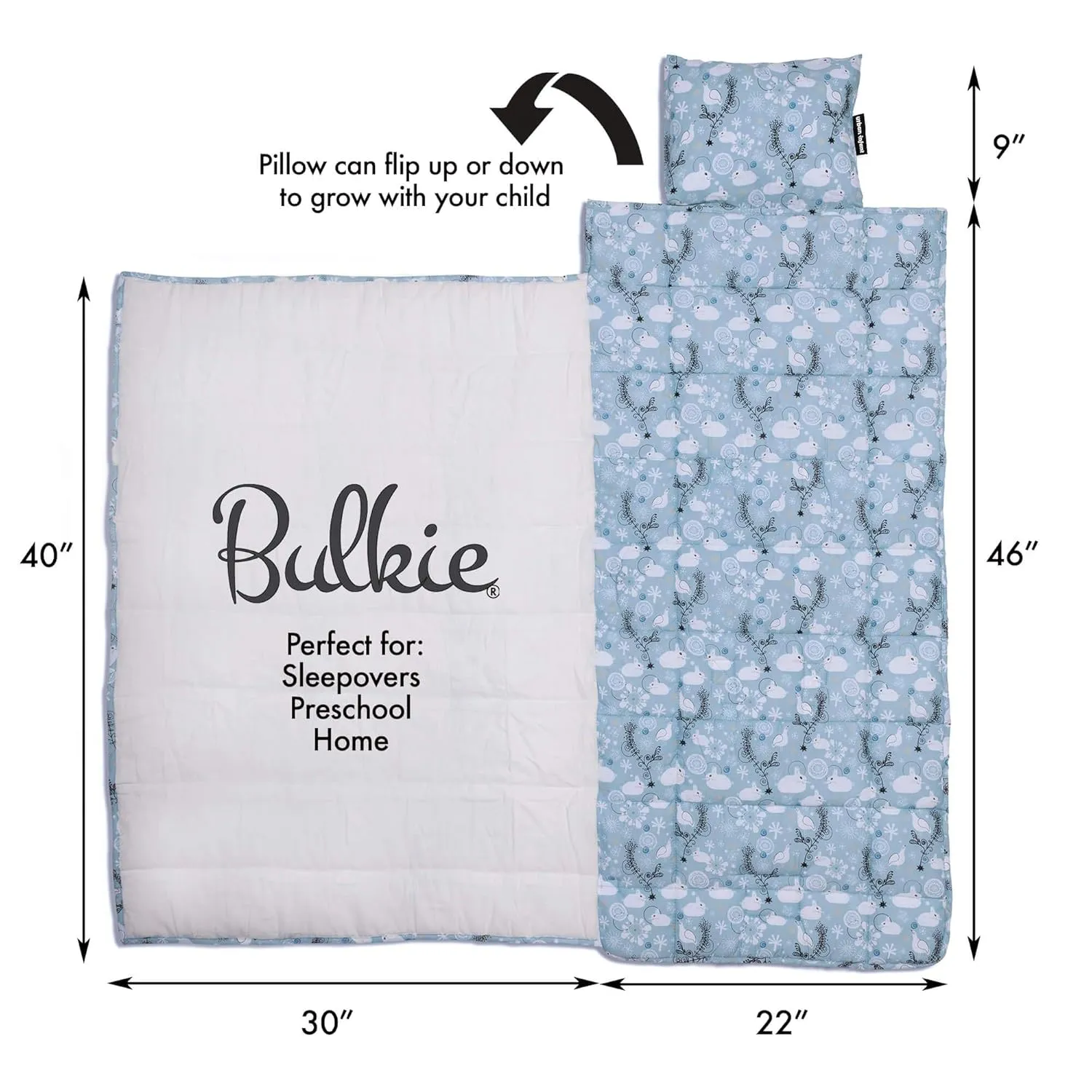 Bulkie Toddler Nap Mat - Sleep Mat for Kids Daycare and Preschool - Folds Up to Carry on Back - Bunnies