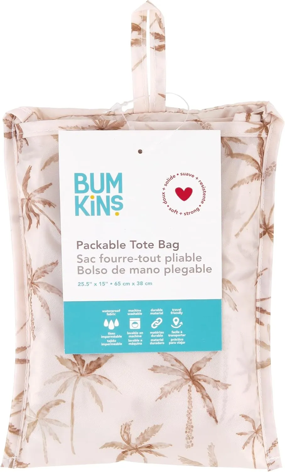 Bumkins Reusable Grocery Shopping Tote Bag for Women, Large Boho Style with Handles, Foldable, Washable, Shoulder Straps