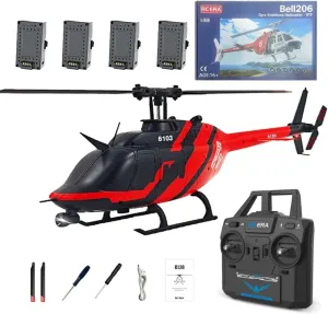 C138 RC ERA Helicopter for Adult, 1/30 Scale Bell 206 2.4G 6CH Flying Aircraft Model with No Aile, Altitude Hold, Optical Flow Positioning (RTF Version/Red & Black)