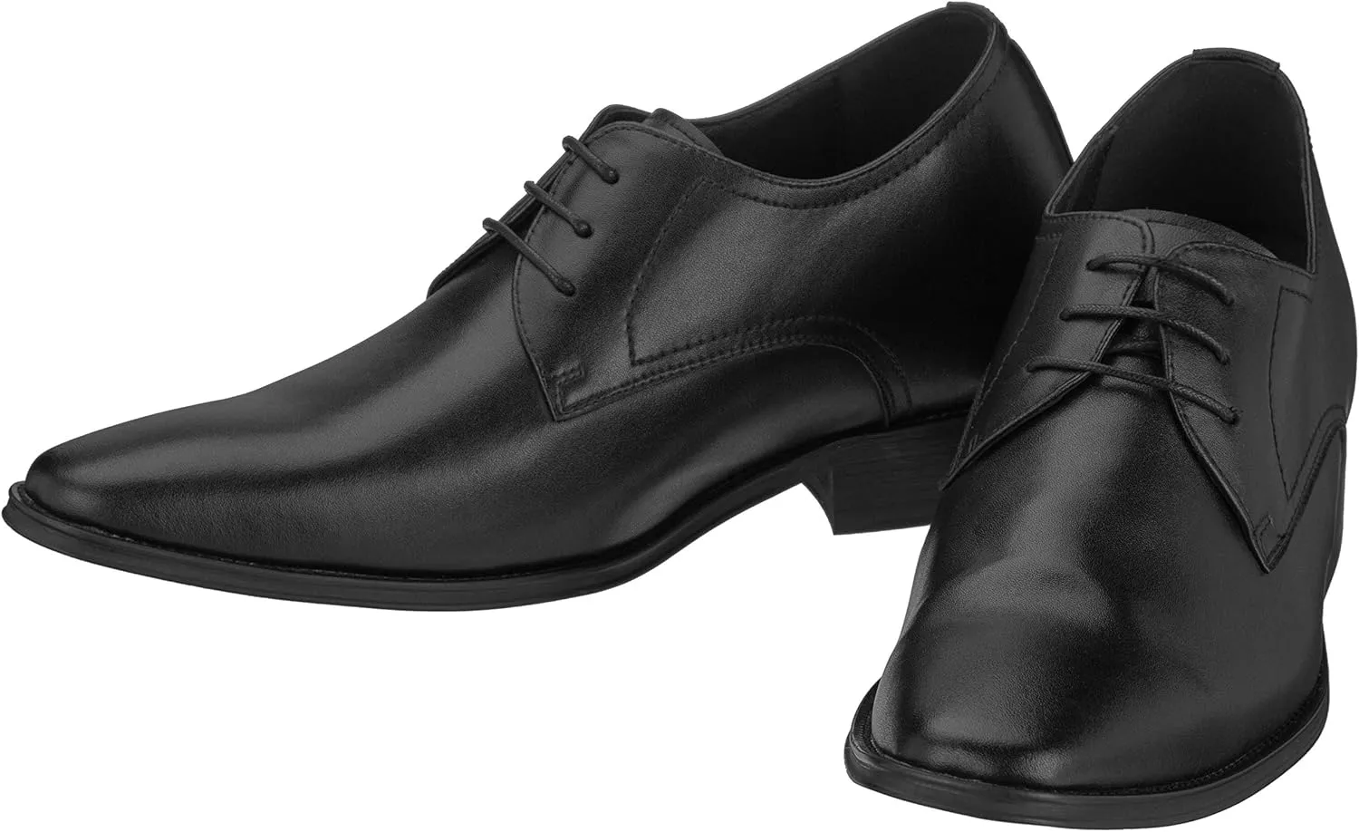 CALTO Men's Invisible Height Increasing Elevator Shoes - Black Premium Leather Lace-up Formal Derby Oxfords - 2.8 Inches Taller - Y5011 - Size 11 D(M) US