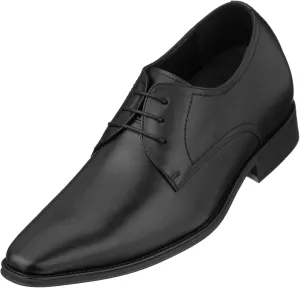 CALTO Men's Invisible Height Increasing Elevator Shoes - Black Premium Leather Lace-up Formal Derby Oxfords - 2.8 Inches Taller - Y5011 - Size 11 D(M) US