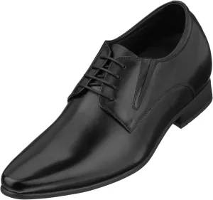 CALTO Men's Invisible Height Increasing Elevator Shoes - Black Premium Leather Lace-up Formal Derby Oxfords - 3 Inches Taller - Y5051 - Size 12 D(M) US