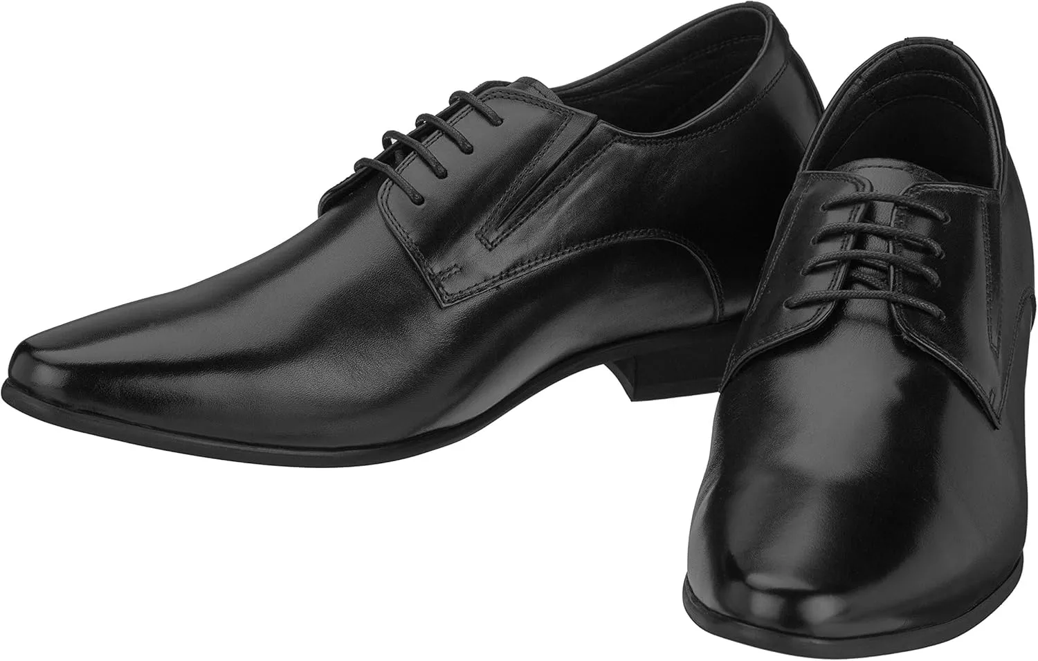 CALTO Men's Invisible Height Increasing Elevator Shoes - Black Premium Leather Lace-up Formal Derby Oxfords - 3 Inches Taller - Y5051 - Size 12 D(M) US