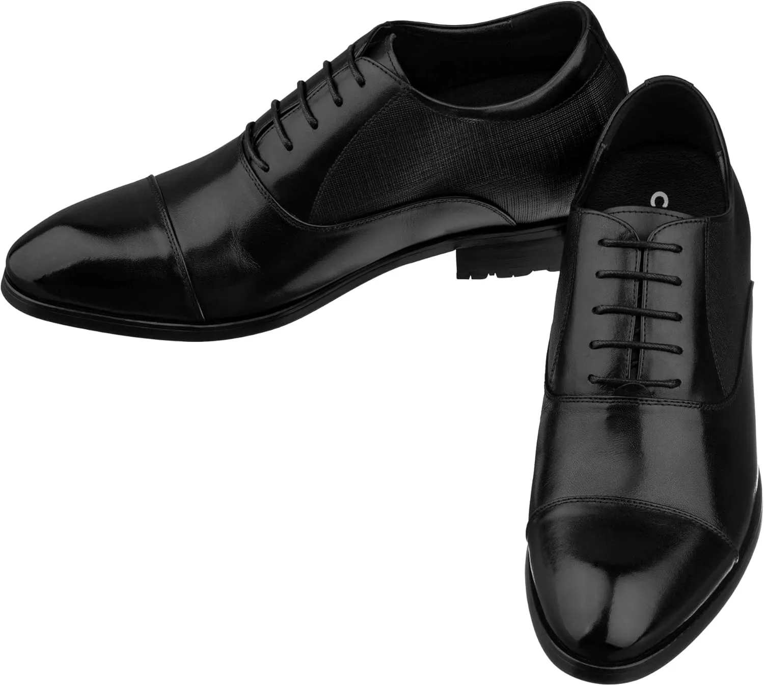 CALTO Men's Invisible Height Increasing Elevator Shoes - Black Premium Leather Lace-up Formal Derby Oxfords - 3 Inches Taller - Y6710 - Size 9 D(M) US