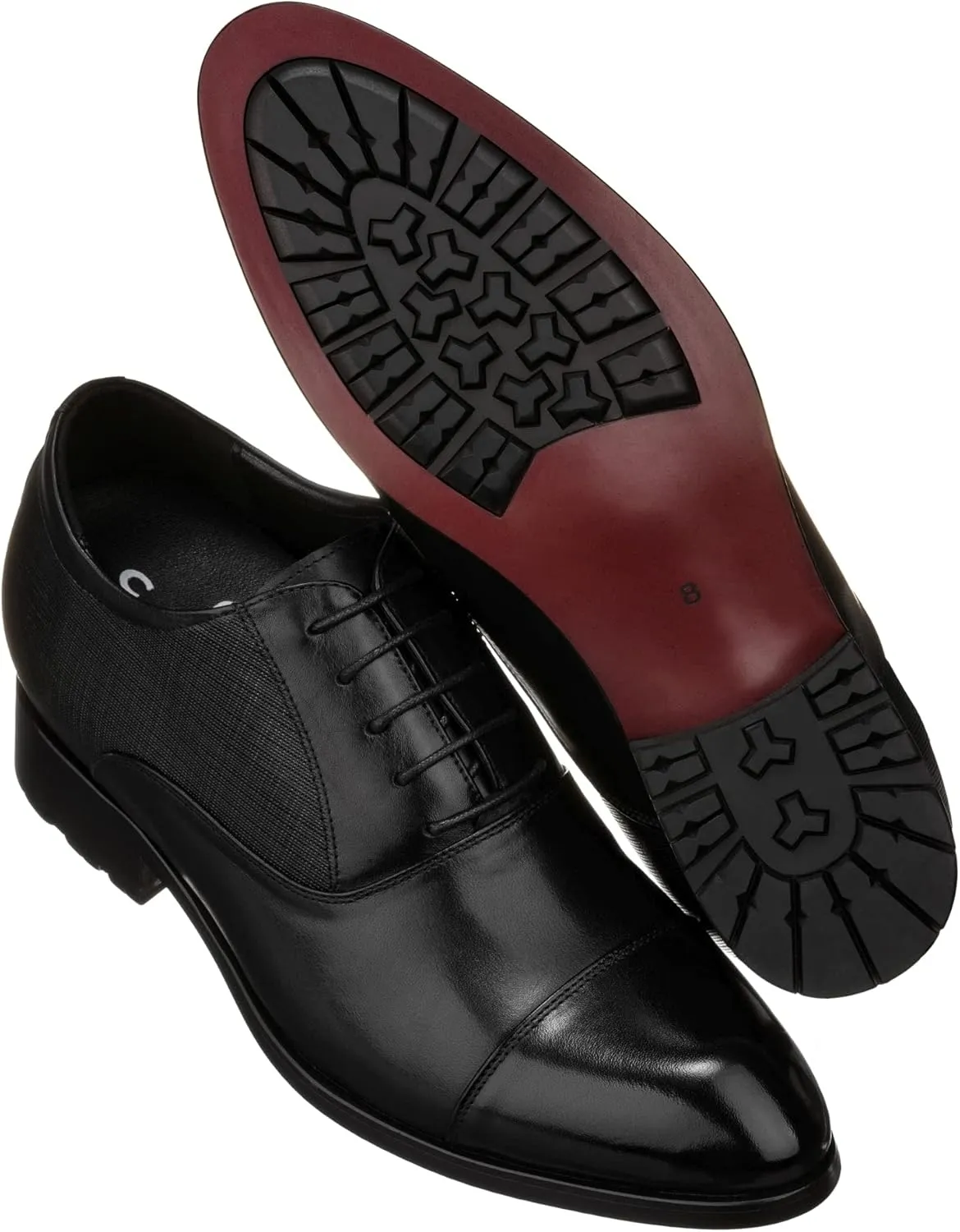 CALTO Men's Invisible Height Increasing Elevator Shoes - Black Premium Leather Lace-up Formal Derby Oxfords - 3 Inches Taller - Y6710 - Size 9 D(M) US