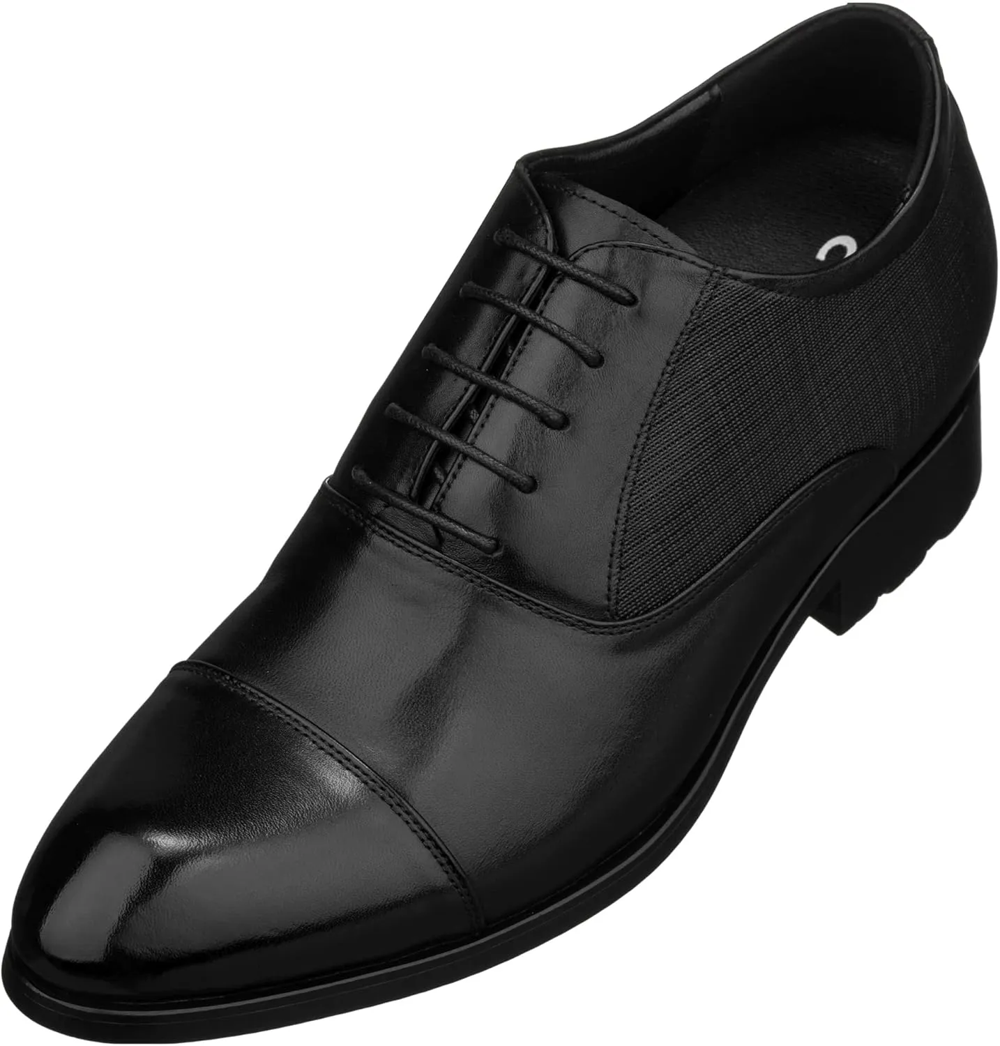 CALTO Men's Invisible Height Increasing Elevator Shoes - Black Premium Leather Lace-up Formal Derby Oxfords - 3 Inches Taller - Y6710 - Size 9 D(M) US