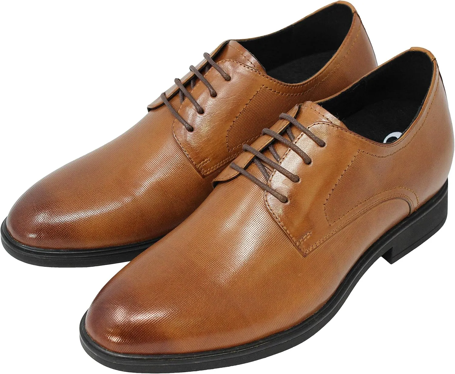 CALTO Men's Invisible Height Increasing Elevator Shoes - Brown Premium Leather Lightweight Lace-up Formal Oxfords - 3 Inches Taller - Y10752 - Size 7 D(M) US