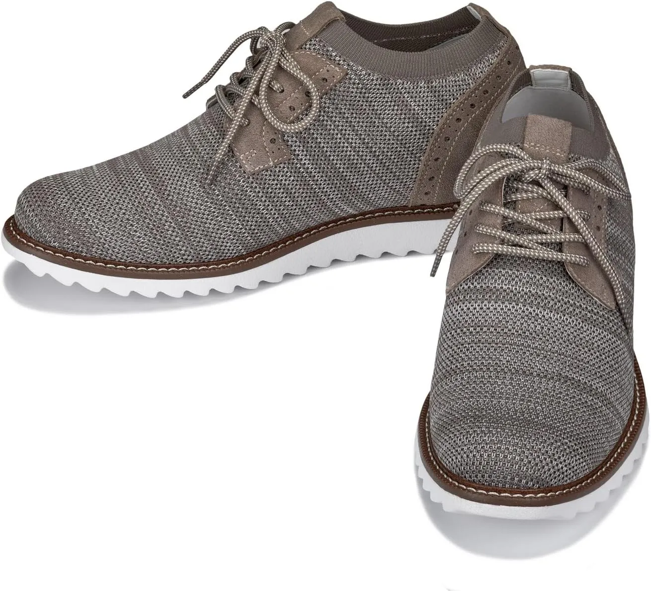CALTO Men's Invisible Height Increasing Elevator Shoes - Camel Brown Lightweight Lace-up Casual Derby - 3.2 Inches Taller - J1506 - Size 10.5 D(M) US