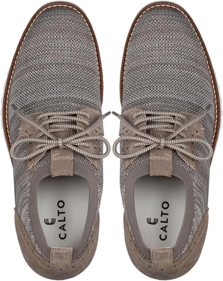 CALTO Men's Invisible Height Increasing Elevator Shoes - Camel Brown Lightweight Lace-up Casual Derby - 3.2 Inches Taller - J1506 - Size 10.5 D(M) US