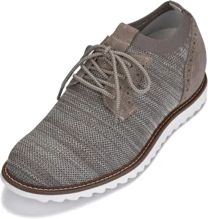 CALTO Men's Invisible Height Increasing Elevator Shoes - Camel Brown Lightweight Lace-up Casual Derby - 3.2 Inches Taller - J1506 - Size 10.5 D(M) US