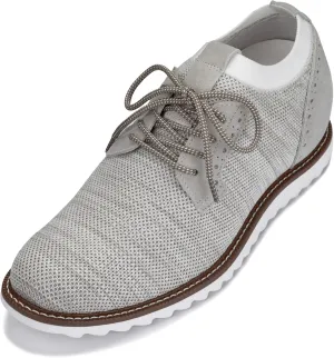 CALTO Men's Invisible Height Increasing Elevator Shoes - Cream Lightweight Lace-up Casual Derby - 3.2 Inches Taller - J1505 - Size 9.5 D(M) US