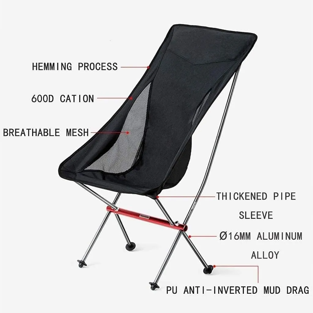 Camp Chair Portable Fishing Chairs Outdoor Camping High Back Chair Ultralight Seater,Camping Folding Chair/Grey