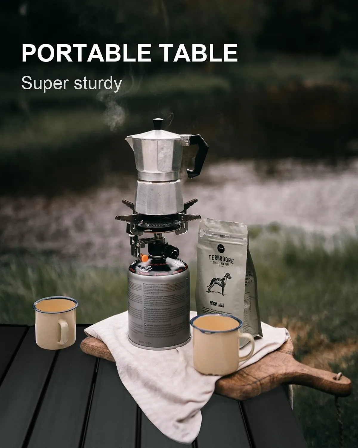 Camping Table Folding Portable Camp Side Table Aluminum Lightweight Carry Bag Beach Outdoor Hiking Picnics BBQ Cooking Dining Kitchen Black Large
