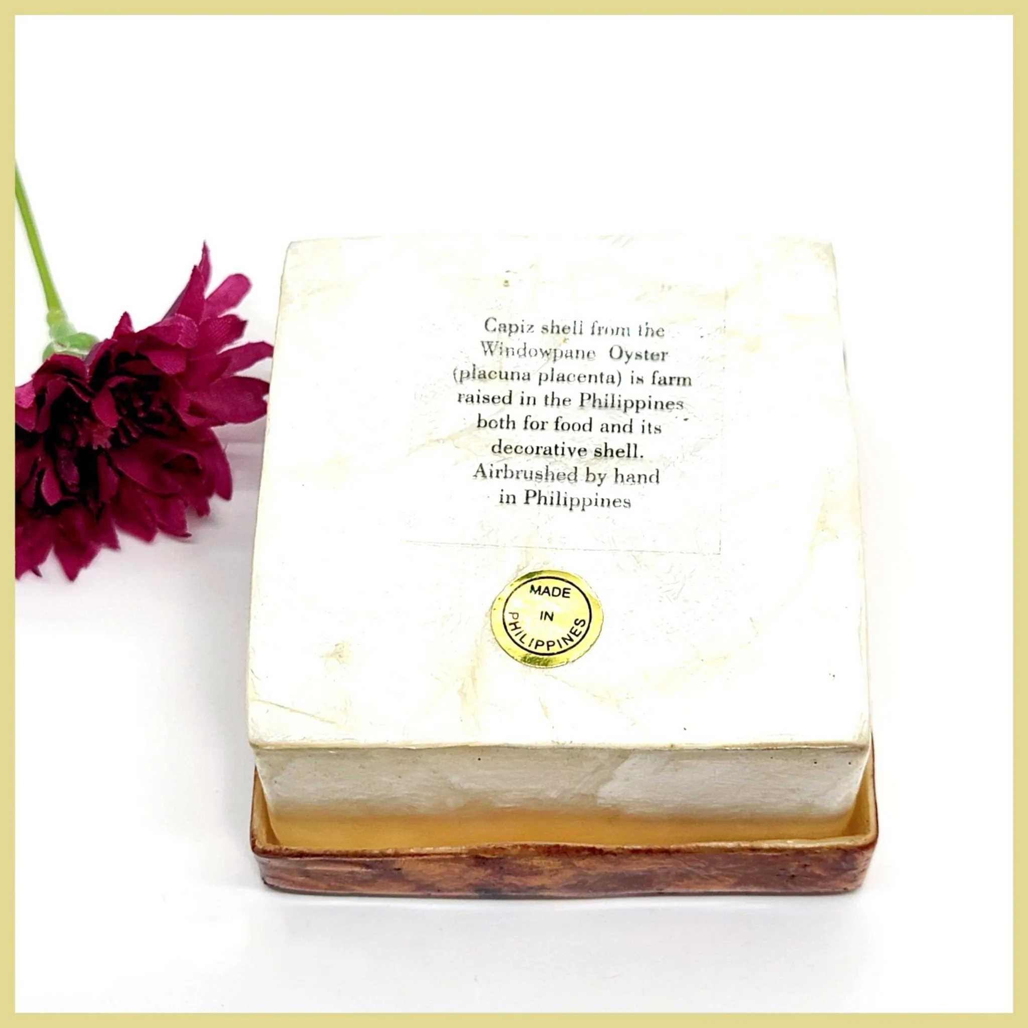 Capiz Shell Painted Trinket Box - Hibiscus
