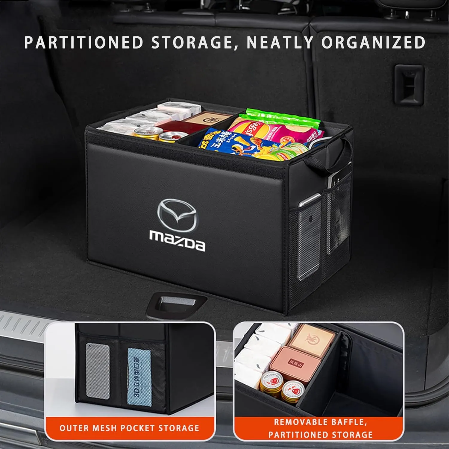 Car Trunk Organizer for Mazda 3 Sport BL 2009-2013 Thickened Car Boot Tidy Storage Box Tailor-made Lidded Storage Bins for Home Car Outdoor Camping Travel,D
