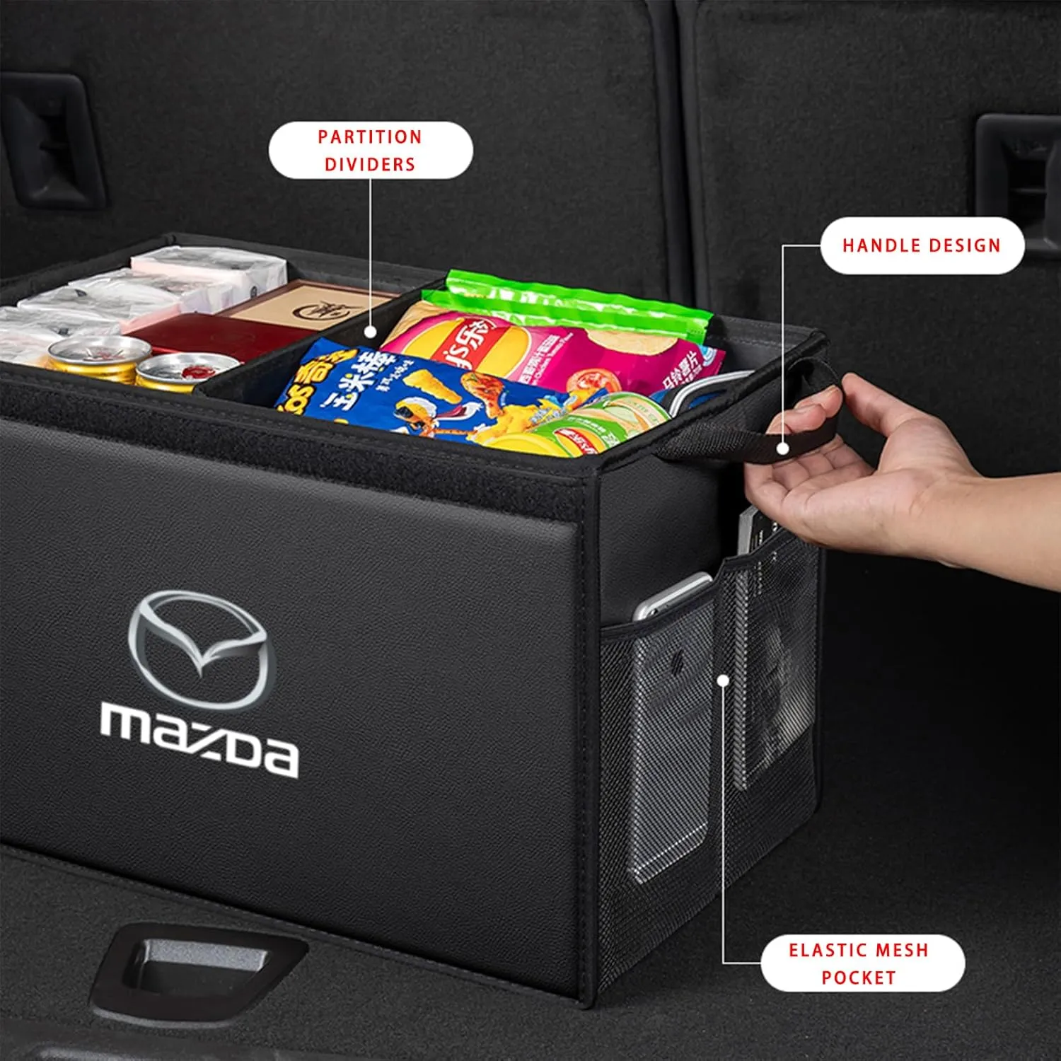 Car Trunk Organizer for Mazda 3 Sport BL 2009-2013 Thickened Car Boot Tidy Storage Box Tailor-made Lidded Storage Bins for Home Car Outdoor Camping Travel,D