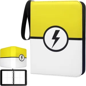 Card Binder 4-Pockets,Trading Card Binder with 50 Removable Sleeves Can Collection 400 Pockets Cards is Ideal Gifts (Yellow)
