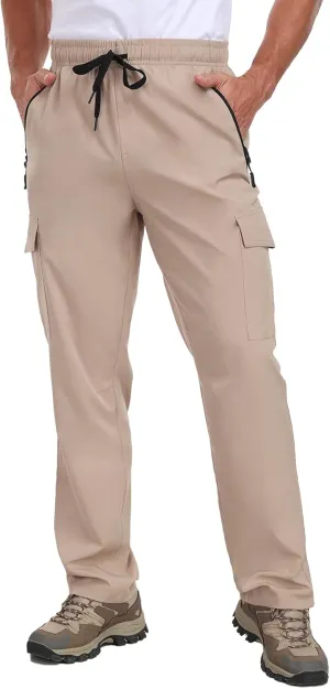 Cargo Pants for Men Water Resistant Hiking Pants Lightweight Fishing Travel Pants Zipper Pocket Outdoor HH2411