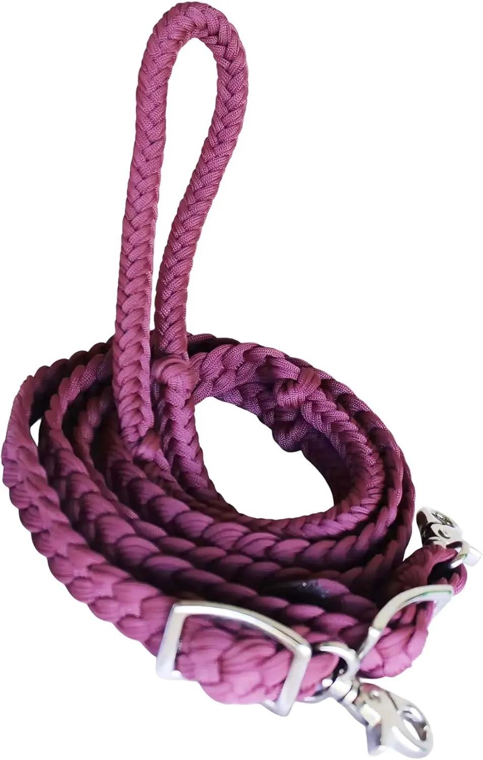 CHALLENGER Roping Knotted Horse Tack Western Barrel Reins Nylon Braided Burgundy 8ft 607167