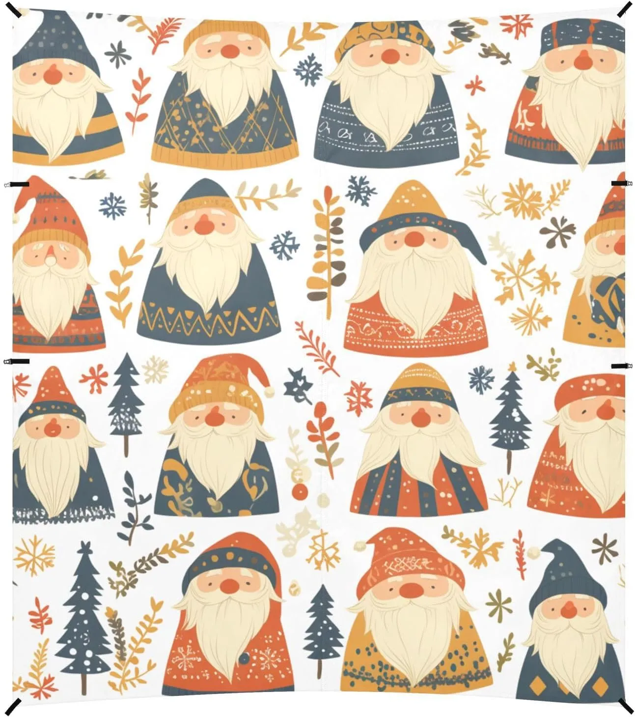 Christmas Card Funny Gnomes Scandinavian Flat Foldable Beach Canopy UPF50  Waterproof Sun Shelter with Sand Shovel, Sandbags for Family Trips, Picnics & Camping