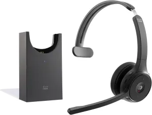Cisco Headset 721, Wireless Single On-Ear Bluetooth Headphones, Webex Button, USB-A HD Bluetooth Adapter, Soft Case, Charging Stand, Carbon Black, 2-Year Limited Liability Warranty(HS-WL-721-BUNAS-C)