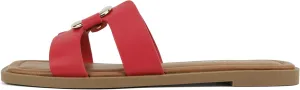 CITYCLASSIFIED “FENG” ~ Women Square Toe H-Band Buckle Slip-On Fashion Slide Sandal