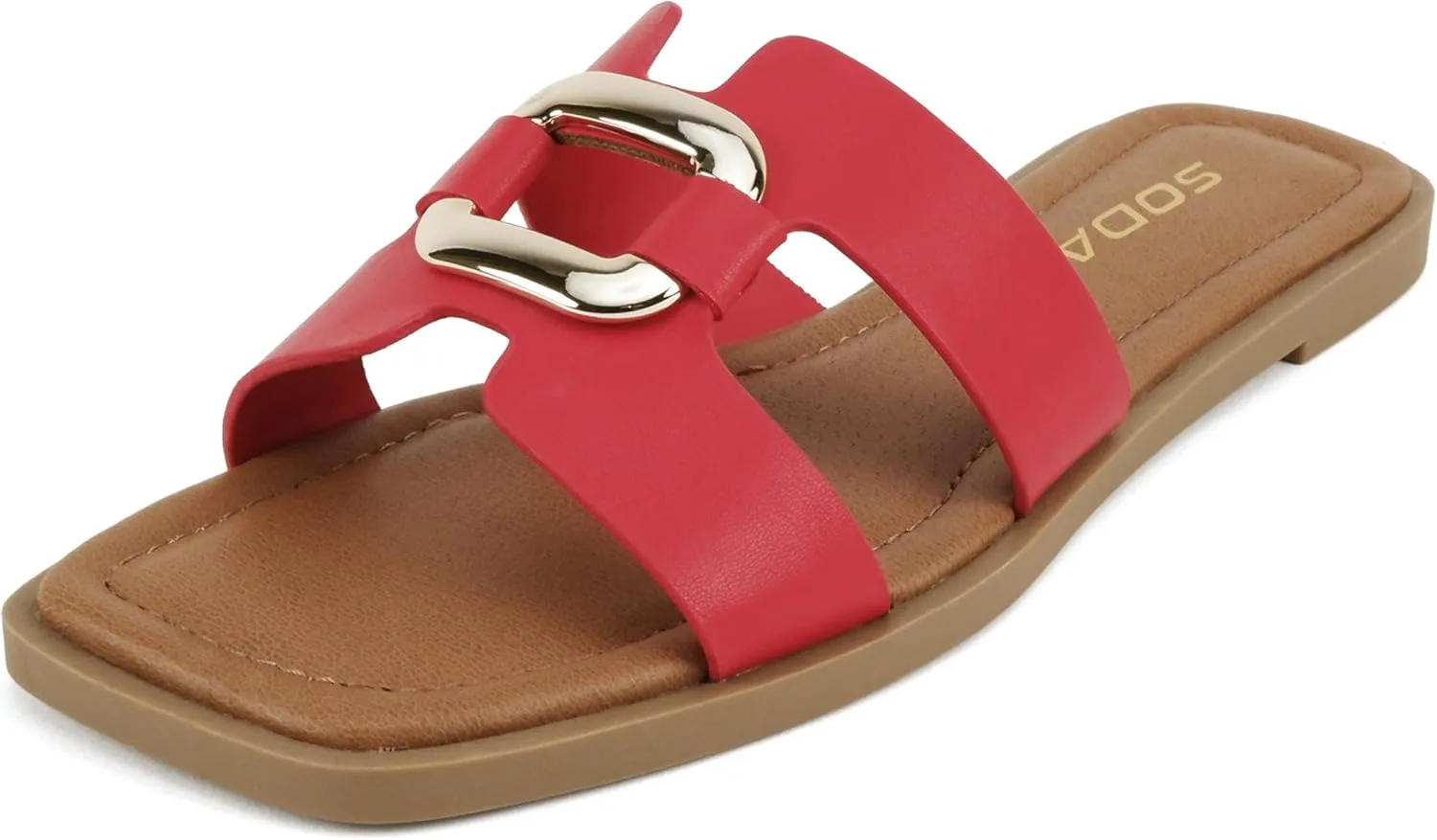 CITYCLASSIFIED “FENG” ~ Women Square Toe H-Band Buckle Slip-On Fashion Slide Sandal