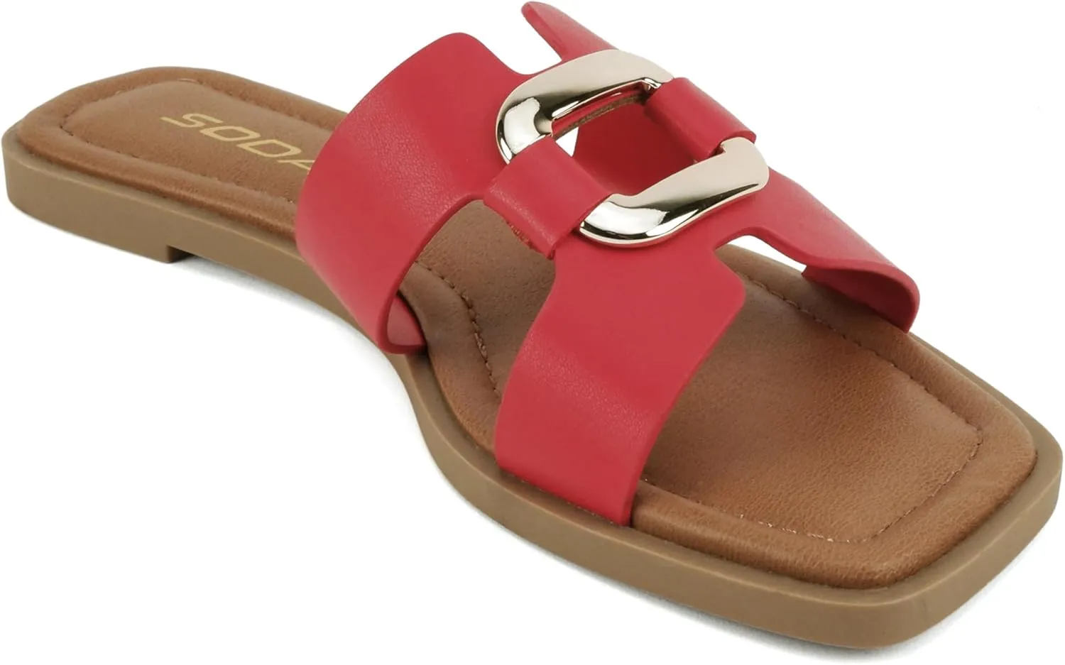 CITYCLASSIFIED “FENG” ~ Women Square Toe H-Band Buckle Slip-On Fashion Slide Sandal