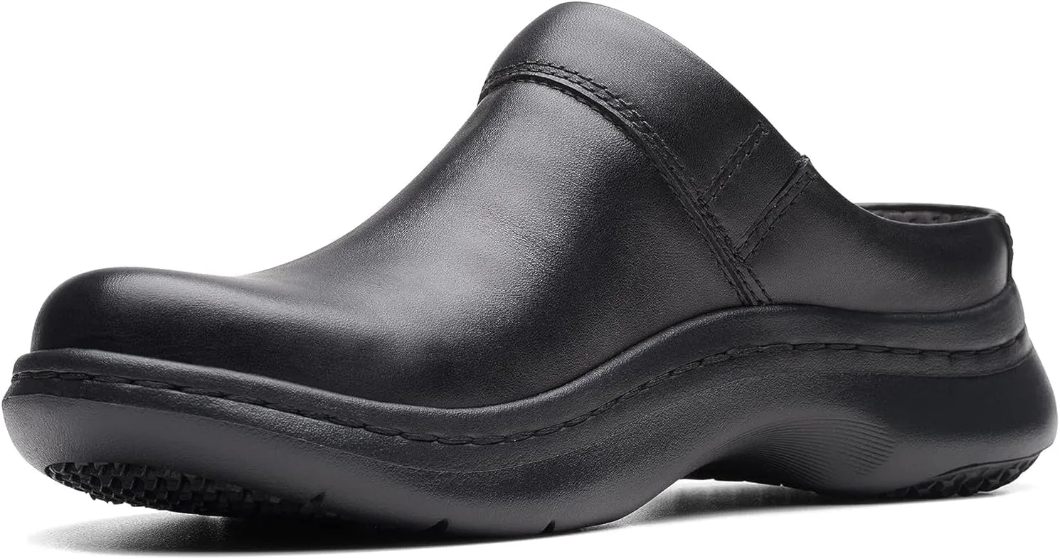 Clarks Unisex ClarksPro Clog Sneaker, Black Leather, 10 Wide US Women