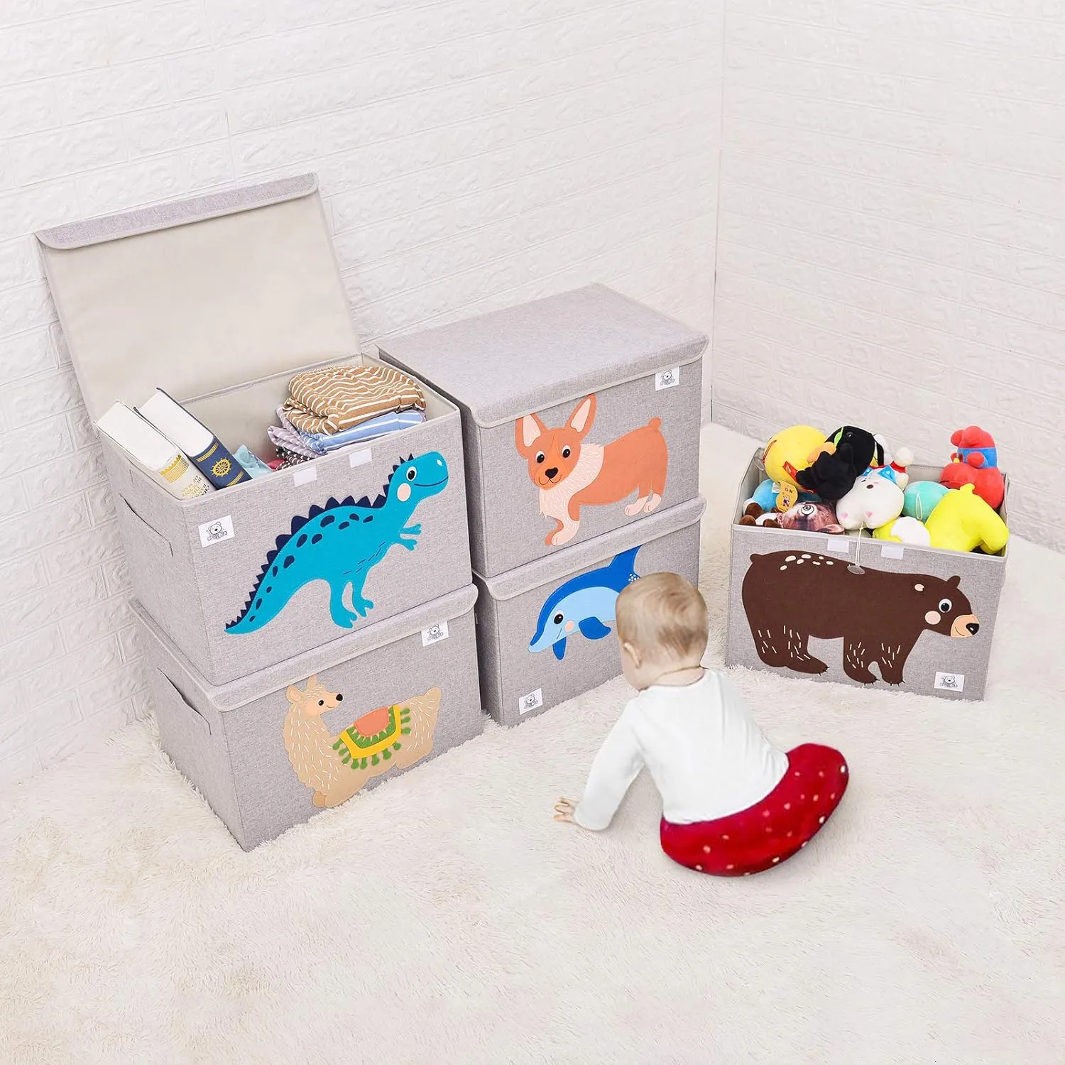CLCROBD Foldable Large Kids Toy Chest with Flip-Top Lid, Collapsible Fabric Animal Toy Storage Organizer/Bin/Box/Basket/Trunk for Toddler, Children and Baby Nursery (Zebra)